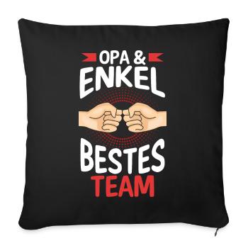 Großvater Opa und Enkel - Sofakissenbezug 45 x 45 cm - Schwarz - Vorne