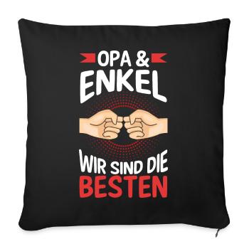 Großvater Opa und Enkel - Sofakissenbezug 45 x 45 cm - Schwarz - Vorne