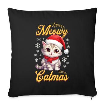 Cat Christmas Merry Meowy Catmas Ugly Cute - Sofa pillowcase 17,3'' x 17,3'' (45 x 45 cm) - black - Front