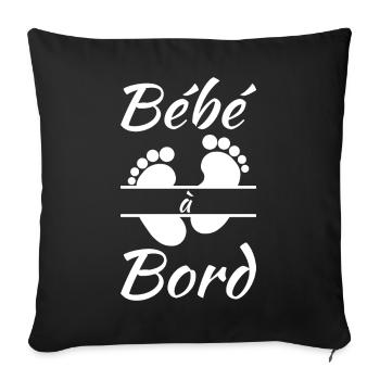 Bébé à Bord Annonce Naissance Bébé Future Maman - Housse de coussin décorative 45 x 45 cm - noir - Devant