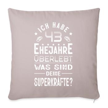 Hochzeitsgeschenk 43 Jahre Ehe Hochzeitstag - Sofakissenbezug 45 x 45 cm - helles Taupe - Vorne