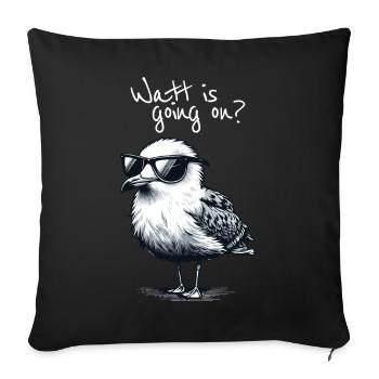 Watt is going on Coole Möwe Nordsee Spruch - Sofa pillowcase 17,3'' x 17,3'' (45 x 45 cm) - black - Front