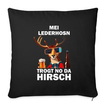 Lederhose Hirsch Tracht Bayrisch Trachten Ersatz - Sofakissenbezug 45 x 45 cm - Schwarz - Vorne