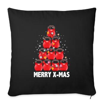Entraînement de vacances de Noël drôle Kettlebells Tree - Housse de coussin décorative 45 x 45 cm - noir - Devant