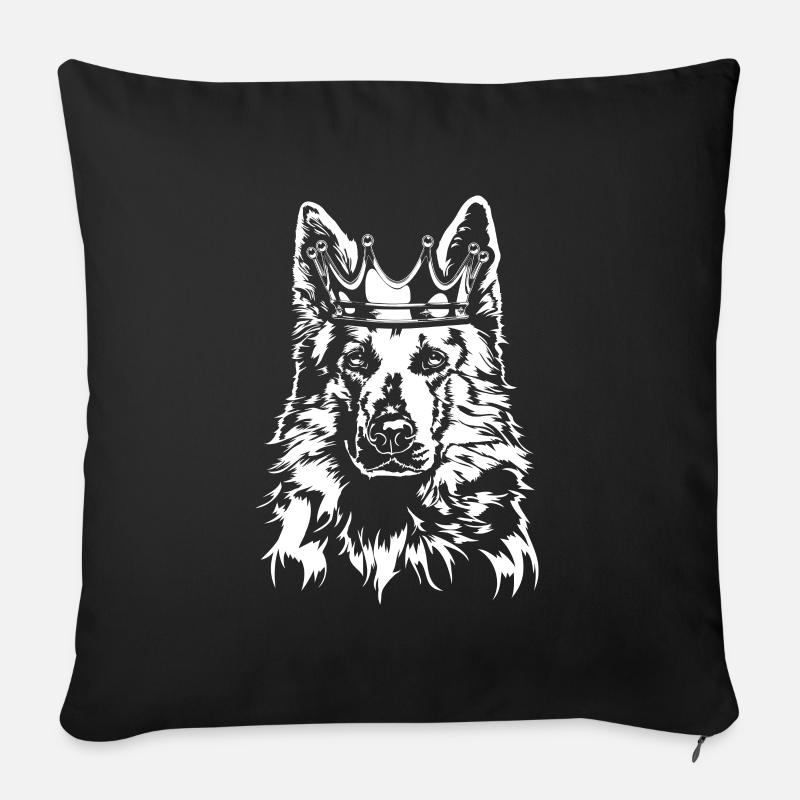 CHIEN BLANC SUISSE DE BERGER Krone Wilsigns Chiens - Housse de coussin décorative 45 x 45 cm - noir