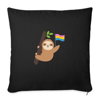 Pan Pride Month Pansexual Flag Sloth LGBT - Sofa pillowcase 17,3'' x 17,3'' (45 x 45 cm) - black - Front