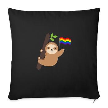 Queer Rainbow Sloth Tropical Animal LGBT - Sofa pillowcase 17,3'' x 17,3'' (45 x 45 cm) - black - Front