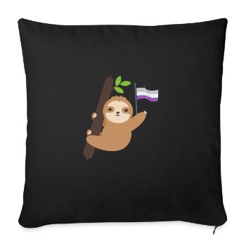 Ace Pride Paresseux asexuel Animal tropical LGBT - Housse de coussin décorative 45 x 45 cm - noir - Devant