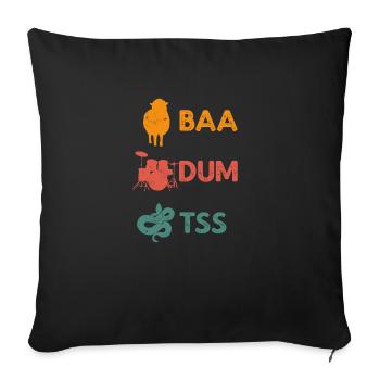 Drôle de jeu de mots Baa Dum Tss Retro Shirt - Housse de coussin décorative 45 x 45 cm - noir - Devant