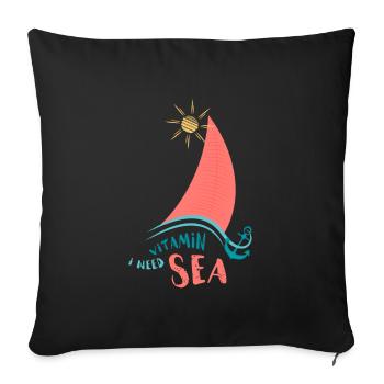 J'ai besoin de vitamine Sea - cadeau sympa pour les marins - Housse de coussin décorative 45 x 45 cm - noir - Devant