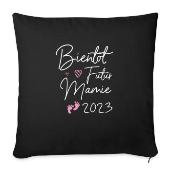 Bientôt Futur Mamie 2023 Nouvelle Grossesse - Housse de coussin décorative 45 x 45 cm - noir - Devant