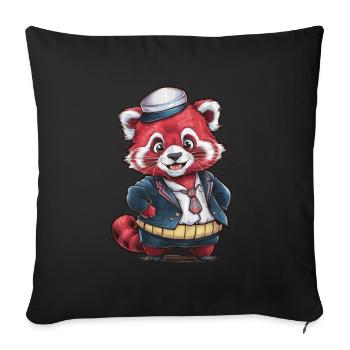 Red Kawaii Panda Wearing School Uniform - Sofa pillowcase 17,3'' x 17,3'' (45 x 45 cm) - black - Front