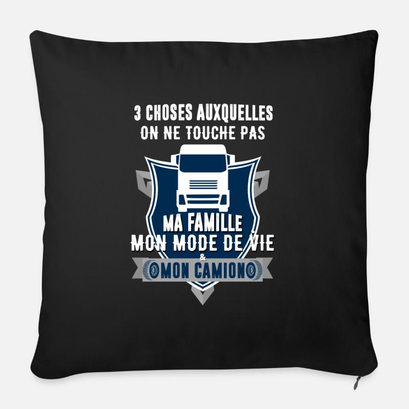 Routier - 3 choses - Housse de coussin décorative 45 x 45 cm - noir
