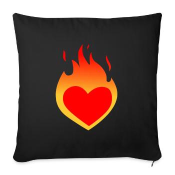 Burning heart - Sofa pillowcase 17,3'' x 17,3'' (45 x 45 cm) - black - Front