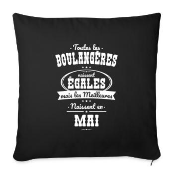 Boulangères égales meilleures naissent en Mai - Housse de coussin décorative 45 x 45 cm - noir - Devant