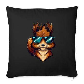 Cool Squirrel - Squirrel with sunglasses - Sofa pillowcase 17,3'' x 17,3'' (45 x 45 cm) - black - Front