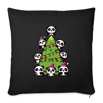 Panda de Noël - Ambiance festive sous le - Housse de coussin décorative 45 x 45 cm - noir - Devant