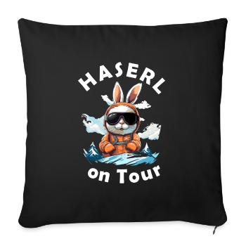 Skitour Tourenski Haserl Mädchen - Sofakissenbezug 45 x 45 cm - Schwarz - Vorne
