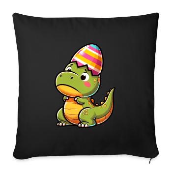 Easter T-Rex in Eggshell, Clumsy - Sofa pillowcase 17,3'' x 17,3'' (45 x 45 cm) - black - Front