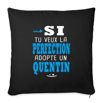 Quentin Si tu veux la perfection adopte un quentin - Housse de coussin décorative 45 x 45 cm - noir - Devant