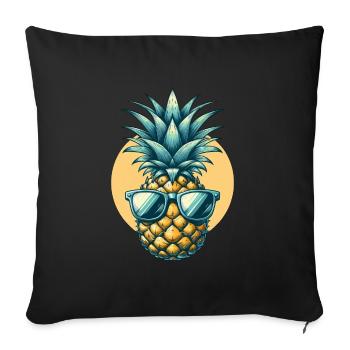 Cool pineapple with sunglasses - Sofa pillowcase 17,3'' x 17,3'' (45 x 45 cm) - black - Front