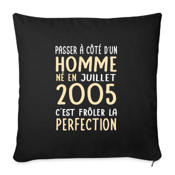 Anniversaire 20 ans - Né en Juillet 2005 - Housse de coussin décorative 45 x 45 cm - noir - Devant