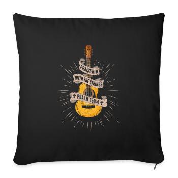Praise Him With The Strings Jesus Acoustic Guitar - Sofa pillowcase 17,3'' x 17,3'' (45 x 45 cm) - black - Front