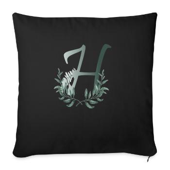 Letter H with plants - Sofa pillowcase 17,3'' x 17,3'' (45 x 45 cm) - black - Front