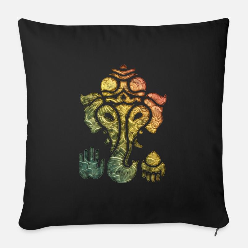 Ganesh, Ganesha, Hindouisme, Yoga, Dieu éléphant - Housse de coussin décorative 45 x 45 cm - noir
