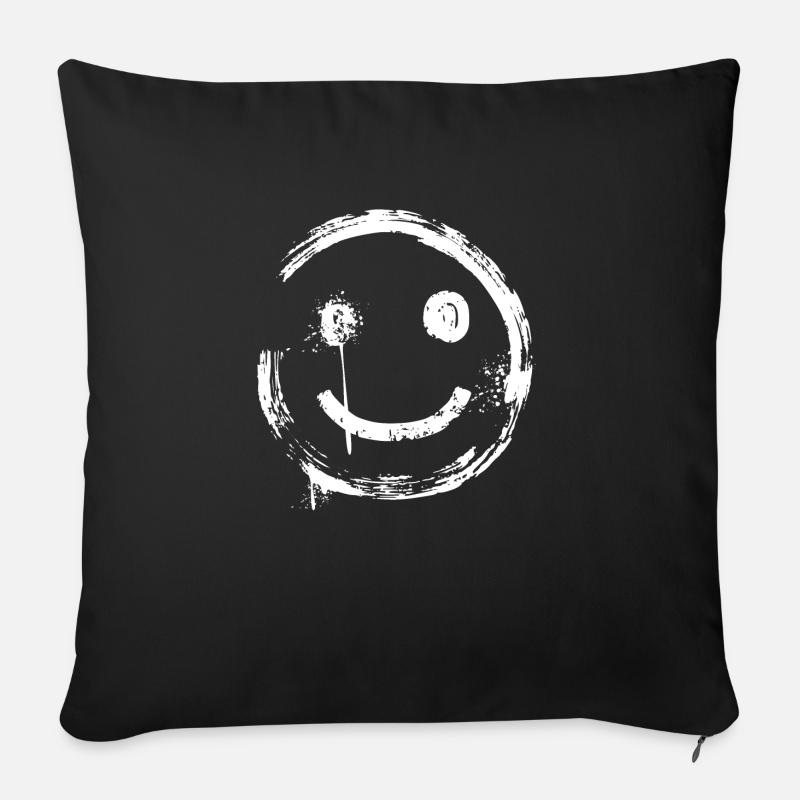 Spray Graffiti Smiley Grunge - Sofa pillowcase 17,3'' x 17,3'' (45 x 45 cm) - black