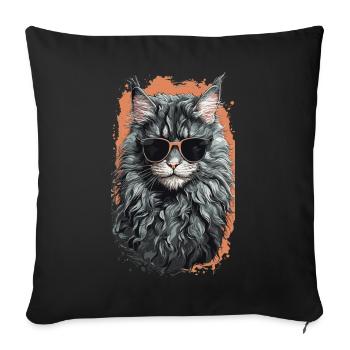 La fraîcheur du chat Maine Coon en forme de chat - Housse de coussin décorative 45 x 45 cm - noir - Devant