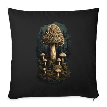 Magic morel mushroom wonder mushroom picker mushroom - Sofa pillowcase 17,3'' x 17,3'' (45 x 45 cm) - black - Front