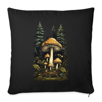 Retro Toadstool Forest & Mushroom Magic Design - Sofa pillowcase 17,3'' x 17,3'' (45 x 45 cm) - black - Front
