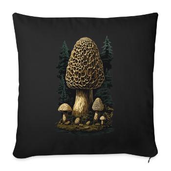 Vintage Morels Goblincore Mushroom Magic - Sofa pillowcase 17,3'' x 17,3'' (45 x 45 cm) - black - Front