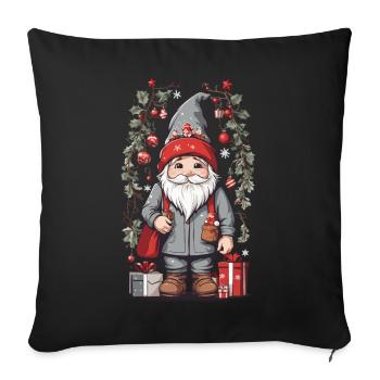 Noël festif Gnome nordique - Housse de coussin décorative 45 x 45 cm - noir - Devant