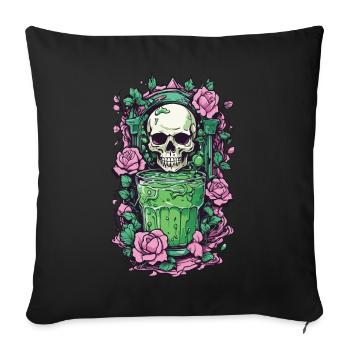 Gothic Skull mit Gift Cocktail Halloween Design - Sofakissenbezug 45 x 45 cm - Schwarz - Vorne
