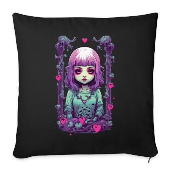 Pastel Goth Anime Gothic Girl Love Design - Sofa pillowcase 17,3'' x 17,3'' (45 x 45 cm) - black - Front