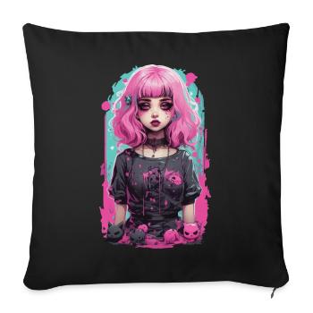 Pastel Goth Egirl Esthétique Gothique Streetwear - Housse de coussin décorative 45 x 45 cm - noir - Devant