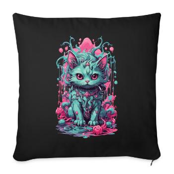 Gothic Pastel Cat Halloween Demon Kitten - Sofa pillowcase 17,3'' x 17,3'' (45 x 45 cm) - black - Front