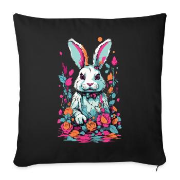 Psycho Gothic Bunny Occult Art Illustration - Sofa pillowcase 17,3'' x 17,3'' (45 x 45 cm) - black - Front