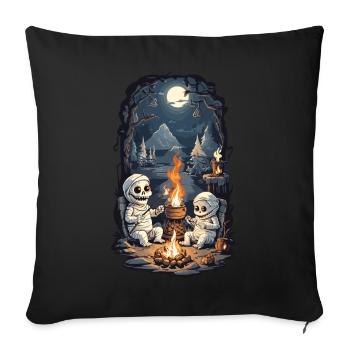 Halloween Mummy Camping Campfire Cartoon - Sofa pillowcase 17,3'' x 17,3'' (45 x 45 cm) - black - Front