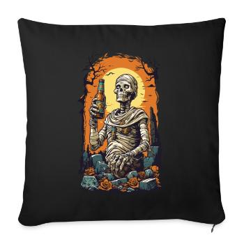 Funny Mummy Beer Halloween Retro Design - Sofa pillowcase 17,3'' x 17,3'' (45 x 45 cm) - black - Front
