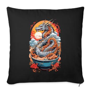 Ramen Dragon Ukiyo-e Otaku Manga Design - Housse de coussin décorative 45 x 45 cm - noir - Devant