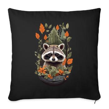 Cute Raccoon Nature Animal Design for Kids - Sofa pillowcase 17,3'' x 17,3'' (45 x 45 cm) - black - Front