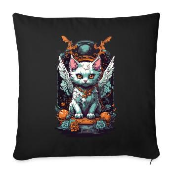 Occulte chat gothique Vintage Design amoureux - Housse de coussin décorative 45 x 45 cm - noir - Devant