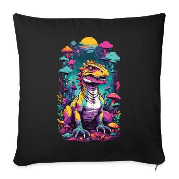 Psychedelic Mushroom Dino Aesthetic Festival Design - Sofa pillowcase 17,3'' x 17,3'' (45 x 45 cm) - black - Front