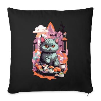 Kawaii Cat Sushi Pastel Lover Japan Style - Sofa pillowcase 17,3'' x 17,3'' (45 x 45 cm) - black - Front