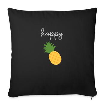 Happy pineapple - cute design - Sofa pillowcase 17,3'' x 17,3'' (45 x 45 cm) - black - Front