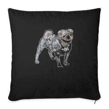 Mops - Sofakissenbezug 45 x 45 cm - Schwarz - Vorne