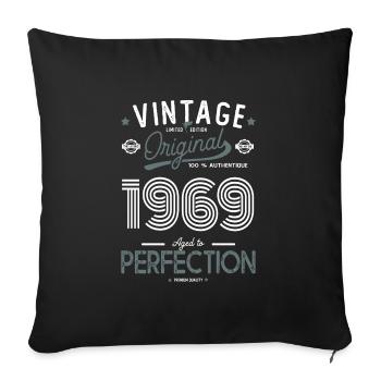 1969 vintage original gift birthday 52 years - Sofa pillowcase 17,3'' x 17,3'' (45 x 45 cm) - black - Front